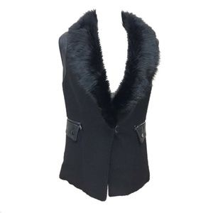 Forever 21 Faux Fur Leather Panel Trim Vest S